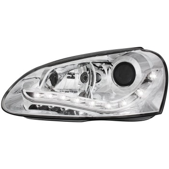 Φανάρια εμπρός Vw Golf 5 led εργοστασιακά xenon , chrome , χωρίς λάμπες (Η7) - σετ 2τμχ.