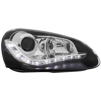 Φανάρια εμπρός Vw Golf 5 led εργοστασιακά xenon , μαύρα , χωρίς λάμπες (Η7) - σετ 2τμχ.