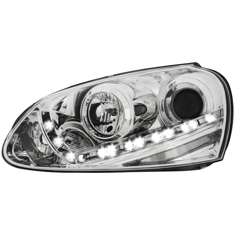 Φανάρια εμπρός Vw Golf 5 με DRL , με λάμπες (Η1) led - σετ 2τμχ.