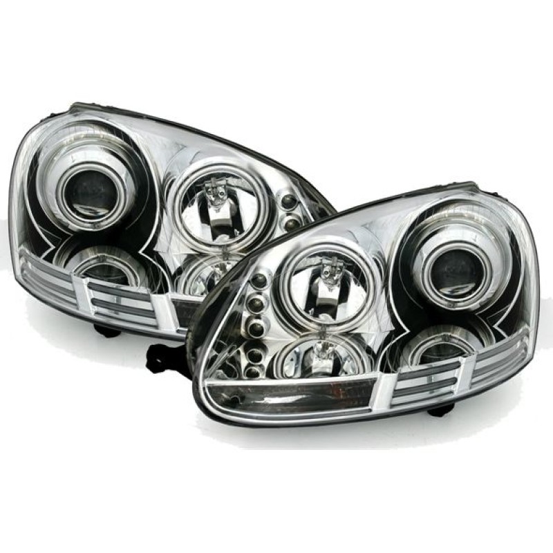 Φανάρια εμπρός VW Golf 5 , με λάμπες (Η1) led - σετ 2τμχ.