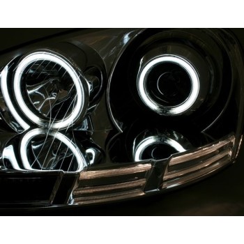Φανάρια εμπρός VW Golf 5 angel eyes - μαύρα με λάμπες (Η1) - σετ 2τμχ.
