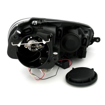 Φανάρια εμπρός VW Golf 5 angel eyes - μαύρα με λάμπες (Η1) - σετ 2τμχ.