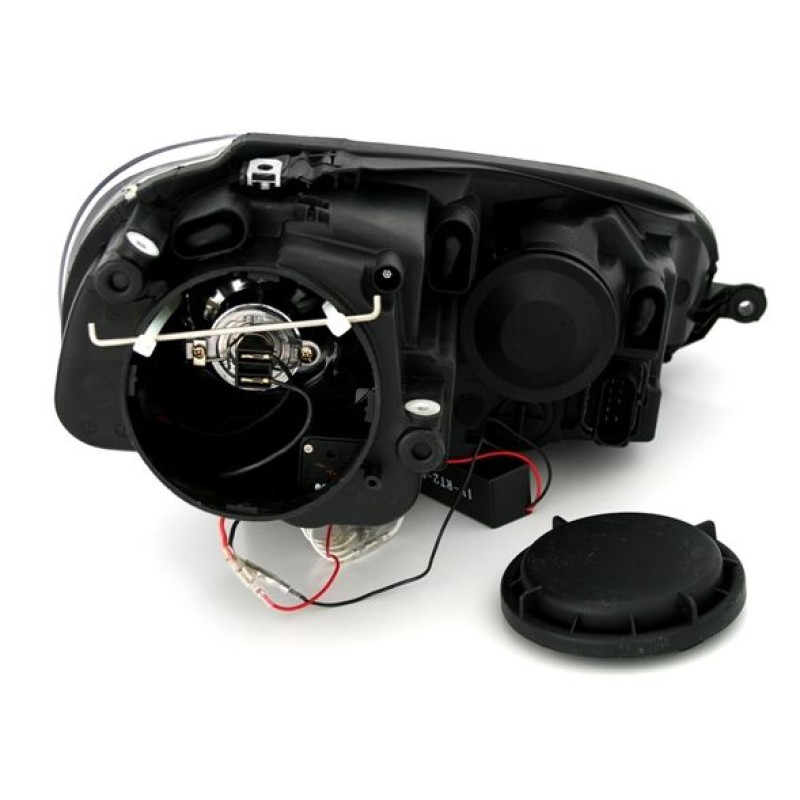 Φανάρια εμπρός VW Golf 5 angel eyes - μαύρα με λάμπες (Η1) - σετ 2τμχ.