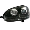 Φανάρια εμπρός VW Golf 5 , μαύρα , με λάμπες (Η1) led - σετ 2τμχ.
