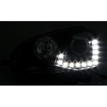 Φανάρια εμπρός VW Golf 5 , μαύρα , με λάμπες (Η1) led - σετ 2τμχ.