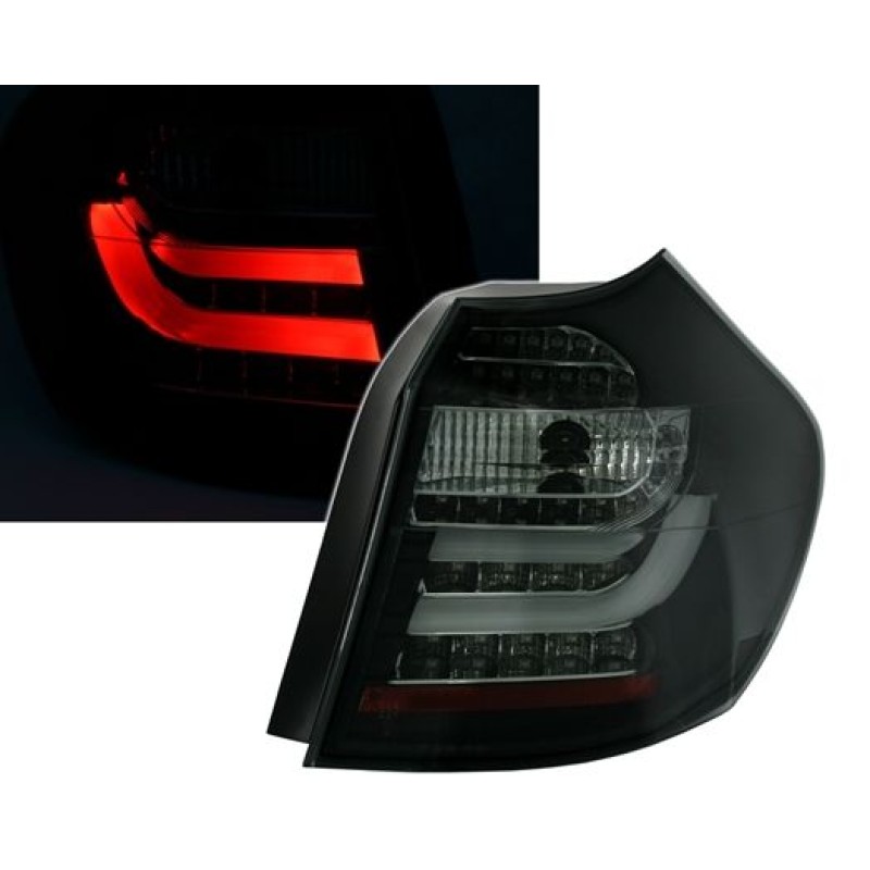 Πίσω φανάρια led  με  οδηγούς φωτός για BMW E87 (2004-207) -μαύρα - σετ 2τμχ.