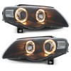 Φανάρια εμπρός Vw Passat B6 / 3C (2005-2010) angel eyes - μαύρα , χωρίς λάμπες (Η7) - σετ 2τμχ.