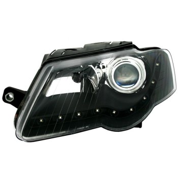 Φανάρια εμπρός Vw Passat 3C (2005-2010) led - μαύρα , χωρίς λάμπες (Η7) - σετ 2τμχ.