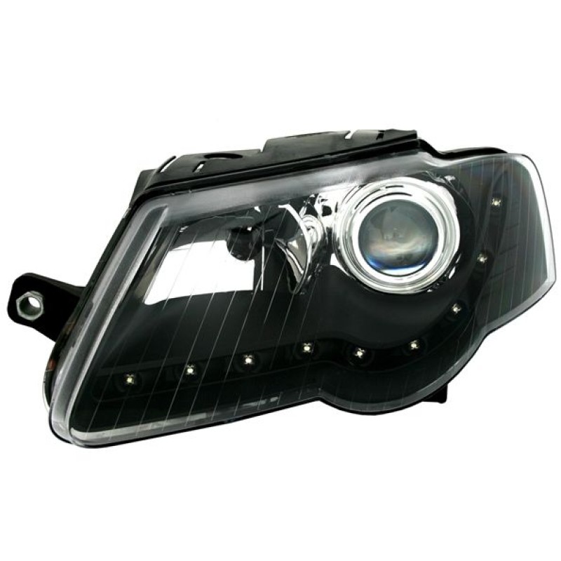 Φανάρια εμπρός Vw Passat 3C (2005-2010) led - μαύρα , χωρίς λάμπες (Η7) - σετ 2τμχ.
