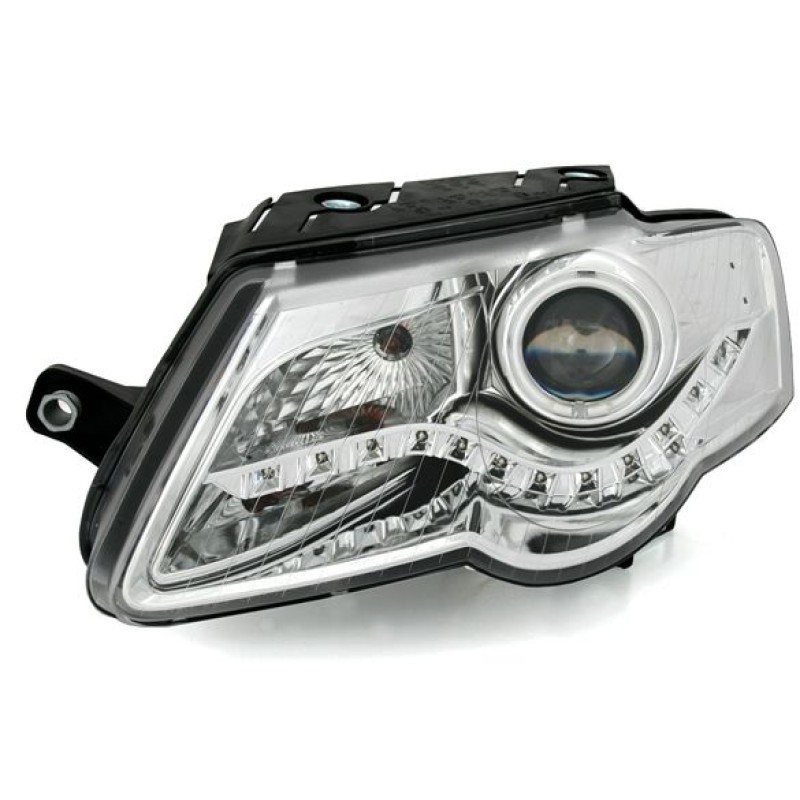 Φανάρια εμπρός Vw Passat 3C (2005-2010) led - chrome , με λάμπες (Η1) - σετ 2τμχ.