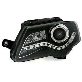 Φανάρια εμπρός Vw Passat 3C (2005-2010) led - μαύρα , με λάμπες (Η1) - σετ 2τμχ.