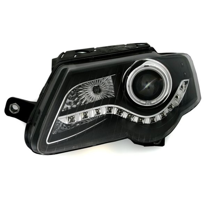 Φανάρια εμπρός Vw Passat 3C (2005-2010) led - μαύρα , με λάμπες (Η1) - σετ 2τμχ.