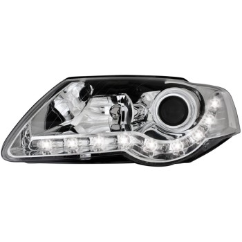 Φανάρια εμπρός Vw Passat 3C (2005-2010) led - chrome , χωρίς λάμπες (Η7) - σετ 2τμχ.