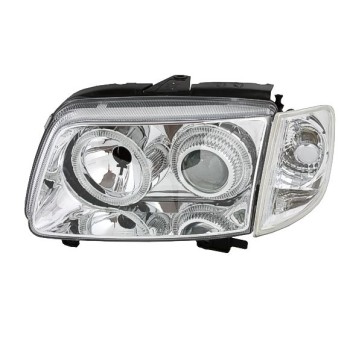 Φανάρια εμπρός Vw Polo 6N (1999-2001) angel eyes - chrome , χωρίς λάμπες (Η7) - σετ 2τμχ.