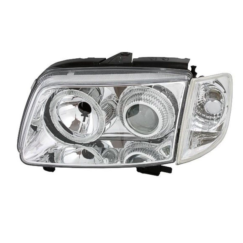 Φανάρια εμπρός Vw Polo 6N (1999-2001) angel eyes - chrome , χωρίς λάμπες (Η7) - σετ 2τμχ.