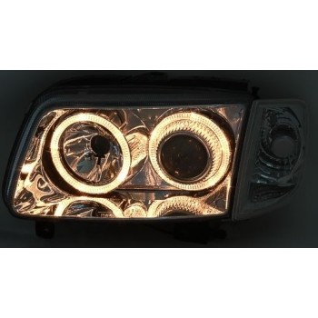 Φανάρια εμπρός Vw Polo 6N (1999-2001) angel eyes - chrome , χωρίς λάμπες (Η7) - σετ 2τμχ.