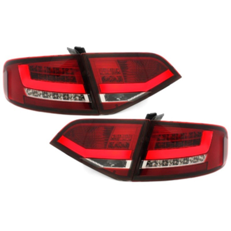 Πίσω φανάρια led Audi A4 sedan (2007-2011) - κόκκινα / chrome - σετ 2τμχ.