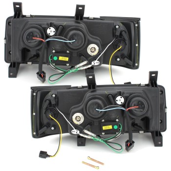 Φανάρια εμπρός Vw Transporter T4 (1990-2003) led , black , με λάμπες (Η1) - σετ 2τμχ.