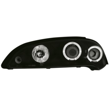 Φανάρια εμπρός Opel Tigra (1991-2000) angel eyes - μαύρα , με λάμπες (Η1) - σετ 2τμχ.