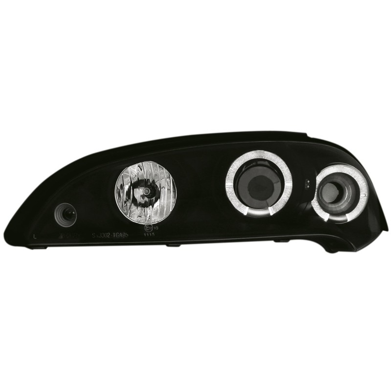 Φανάρια εμπρός Opel Tigra (1991-2000) angel eyes - μαύρα , με λάμπες (Η1) - σετ 2τμχ.