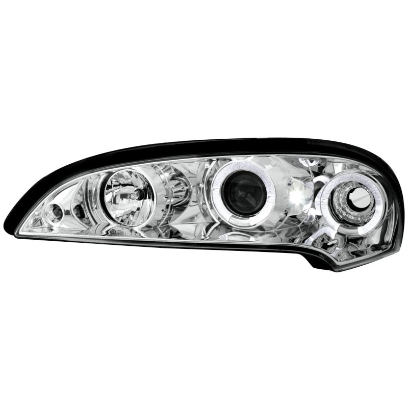 Φανάρια εμπρός Opel Tigra (1991-2000) angel eyes - chrome , με λάμπες (Η1) - σετ 2τμχ.