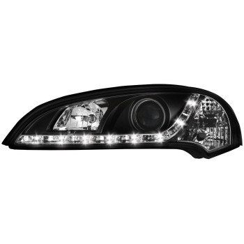 Φανάρια εμπρός Opel Tigra (1991-2000) led - μαύρα , με λάμπες (Η1) - σετ 2τμχ.