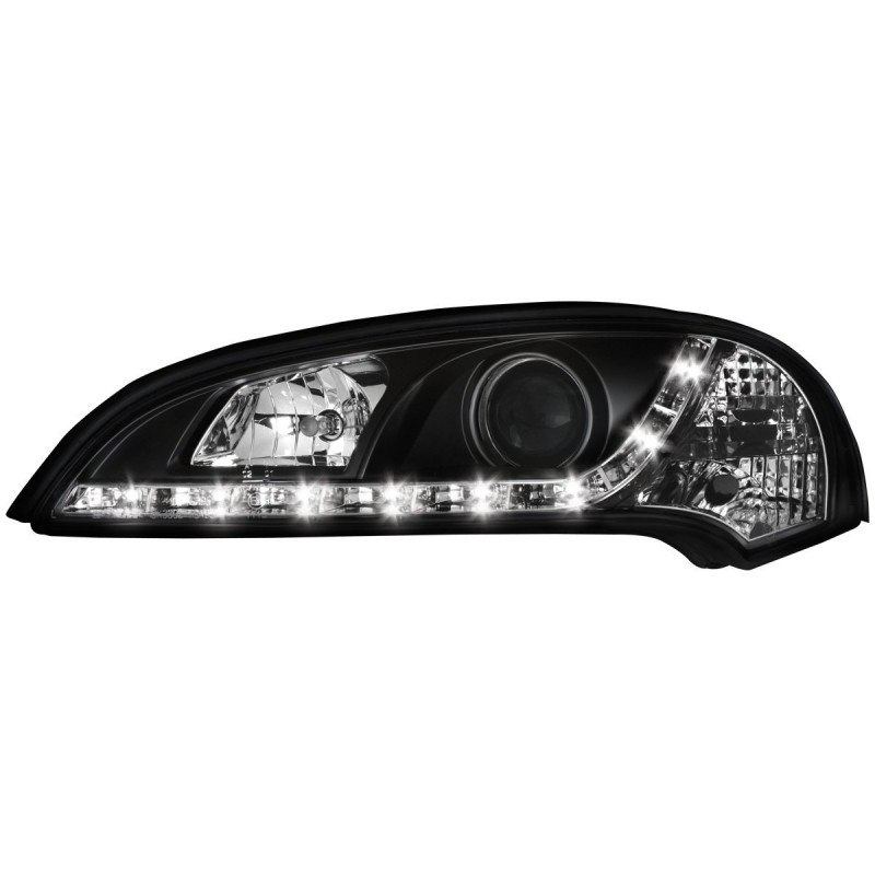 Φανάρια εμπρός Opel Tigra (1991-2000) led - μαύρα , με λάμπες (Η1) - σετ 2τμχ.