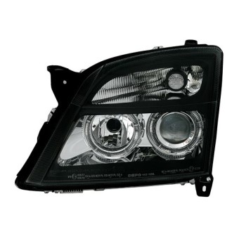 Φανάρια εμπρός Opel Vectra C (2002-2005) angel eyes - μαύρα , χωρίς λάμπες (Η7) - σετ 2τμχ.