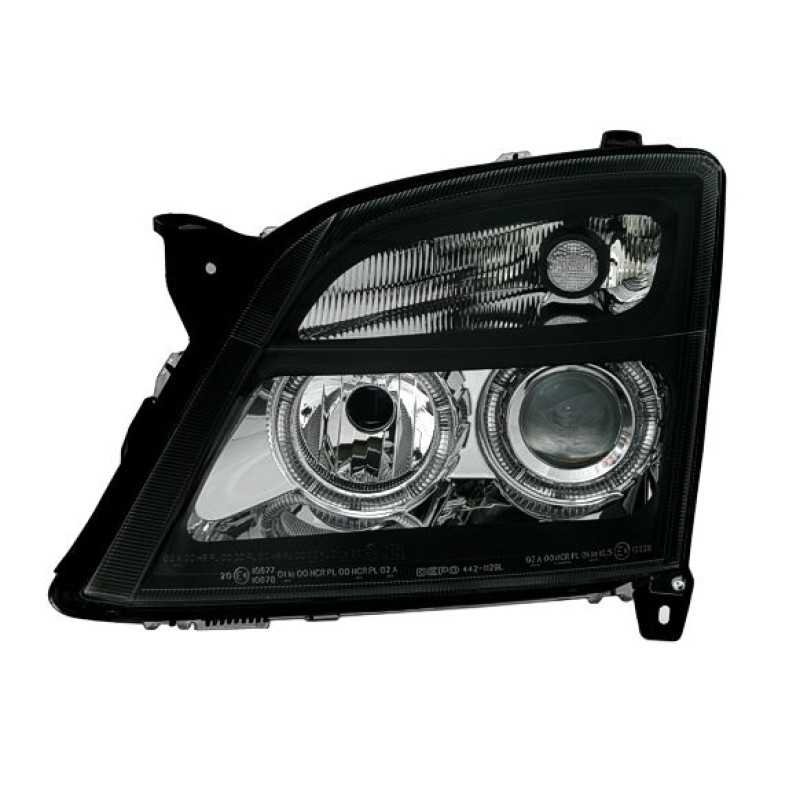 Φανάρια εμπρός Opel Vectra C (2002-2005) angel eyes - μαύρα , χωρίς λάμπες (Η7) - σετ 2τμχ.