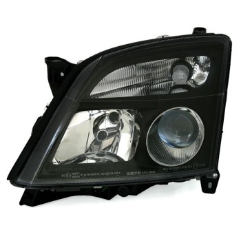 Φανάρια εμπρός Opel Vectra C / Signum (2002-2005) - μαύρα , με λάμπες (Η1) - σετ 2τμχ.