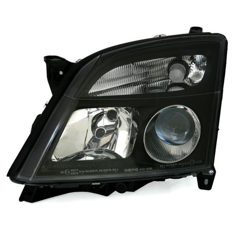 Φανάρια εμπρός Opel Vectra C / Signum (2002-2005) - μαύρα , με λάμπες (Η1) - σετ 2τμχ.