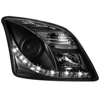 Φανάρια εμπρός Opel Vectra C (2002-2005) led - μαύρα , με λάμπες (Η1) - σετ 2τμχ.