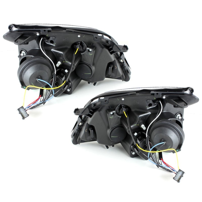 Φανάρια εμπρός Opel Vectra C (2002-2005) led - μαύρα , με λάμπες (Η1) - σετ 2τμχ.