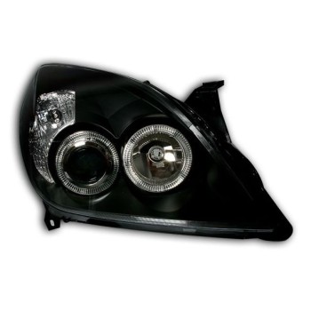 Φανάρια εμπρός Opel Vectra C / Signum (2005-2009) angel eyes - μαύρα , χωρίς λάμπες (Η7) - σετ 2τμχ.