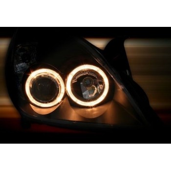 Φανάρια εμπρός Opel Vectra C / Signum (2005-2009) angel eyes - μαύρα , χωρίς λάμπες (Η7) - σετ 2τμχ.