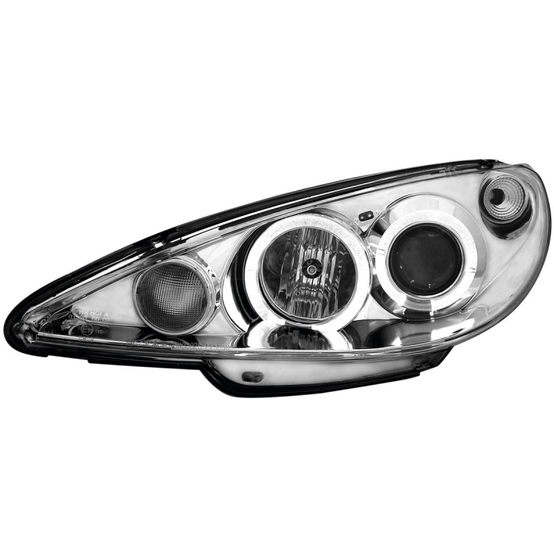 Φανάρια εμπρός Peugeot 206 angel eyes, με λάμπες (Η1) - σετ 2τμχ.