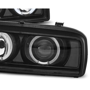 Φανάρια εμπρός Vw Corrado angel eyes - μαύρα , χωρίς λάμπες (Η7) - σετ 2τμχ.