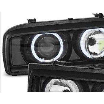 Φανάρια εμπρός Vw Corrado angel eyes - μαύρα , χωρίς λάμπες (Η7) - σετ 2τμχ.