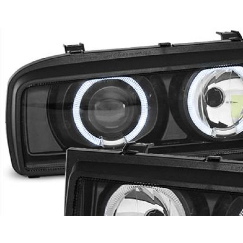 Φανάρια εμπρός Vw Corrado angel eyes - μαύρα , χωρίς λάμπες (Η7) - σετ 2τμχ.