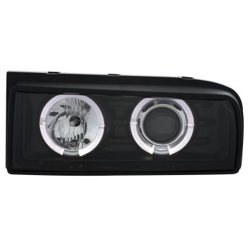 Φανάρια εμπρός Vw Corrado angel eyes με CCFL δαχτυλίδια - μαύρα , με λάμπες (Η1) - σετ 2τμχ.