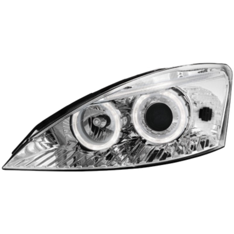Φανάρια εμπρός Ford Focus (1998-2001) angel eyes - chrome , χωρίς λάμπες (Η7) - σετ 2τμχ.