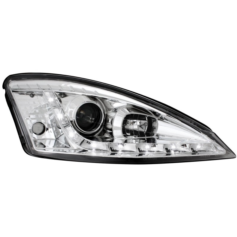 Φανάρια εμπρός Ford Focus (1998-2001) Devil eyes led - chrome , με λάμπες (Η1) - σετ 2τμχ.