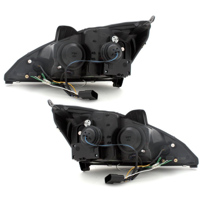 Φανάρια εμπρός Ford Focus (2001-2004) led - black, με λάμπες (Η1) - σετ 2τμχ.