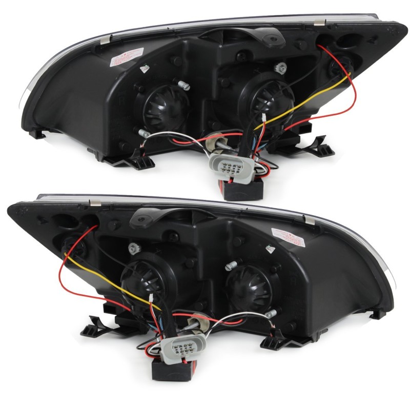 Φανάρια εμπρός Ford Focus (2005-2008) Devil eyes led - μαύρα , με λάμπες (Η1) - σετ 2τμχ.