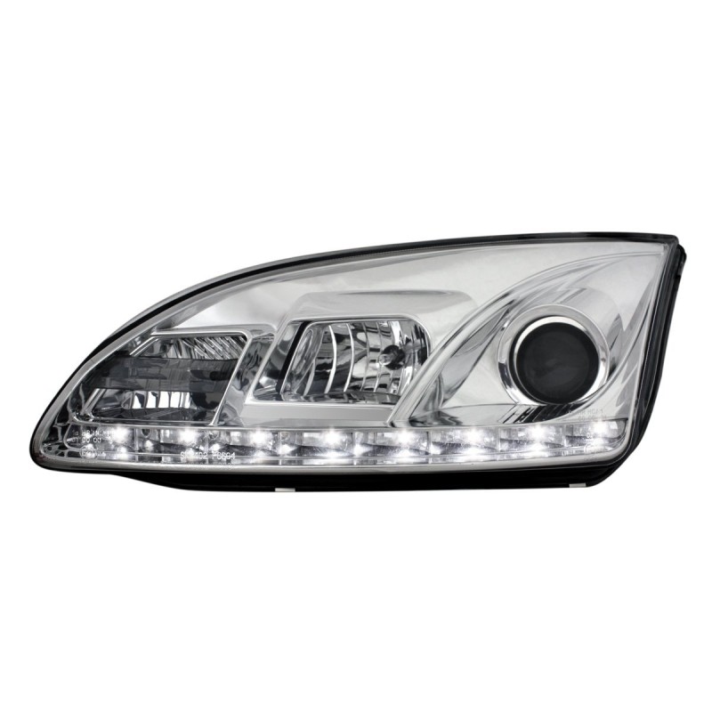 Φανάρια εμπρός Ford Focus (2005-2008) Devil eyes led - χρωμίου , με λάμπες (Η1) - σετ 2τμχ.