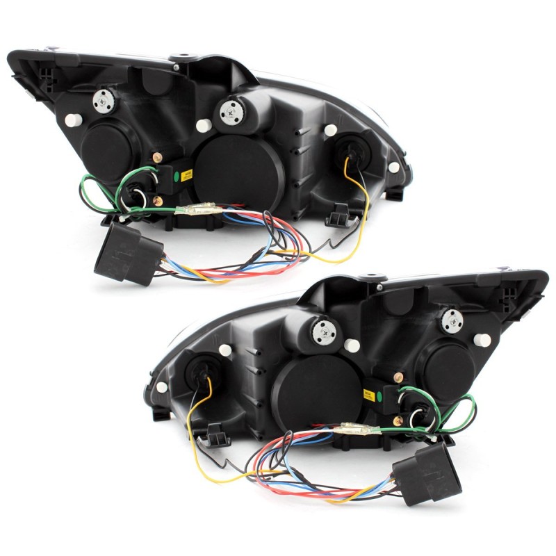 Φανάρια εμπρός Ford Focus (2005-2008) Devil eyes led - χρωμίου , με λάμπες (Η1) - σετ 2τμχ.