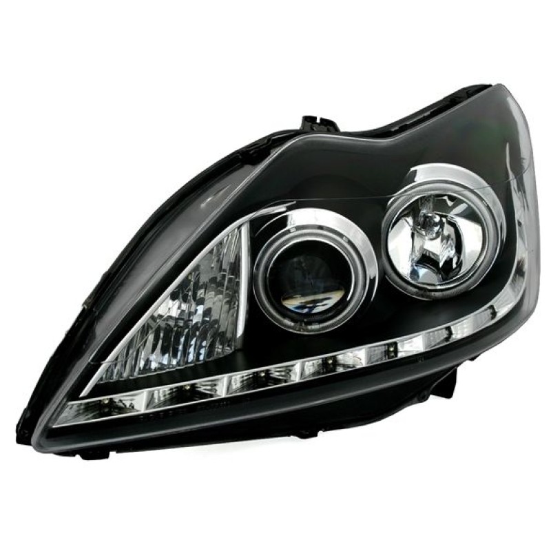 Φανάρια εμπρός Ford Focus (2008-2011) - μαύρα , με λάμπες (Η1) - σετ 2τμχ.