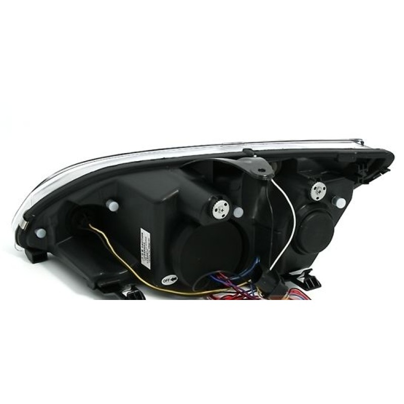 Φανάρια εμπρός Ford Focus (2005-2008) angel eyes - chrome , με λάμπες (Η1) - σετ 2τμχ.
