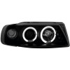 Φανάρια εμπρός Seat ibiza 6K (1993-2000) angel eyes - μαύρα , με λάμπες (Η1) - σετ 2τμχ.