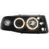 Φανάρια εμπρός Seat ibiza 6K (1993-2000) angel eyes - μαύρα , με λάμπες (Η1) - σετ 2τμχ.